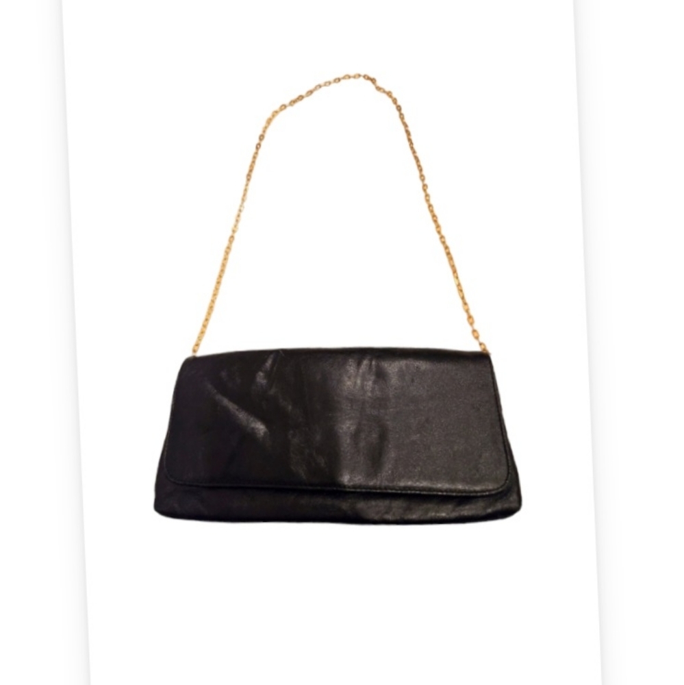 Vintage Leather Purse with Gold Chain Strap